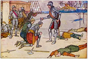 Admiral knighting brave soldiers - Spanish Armada Admiral knighting brave soldiers - Spanish Armada