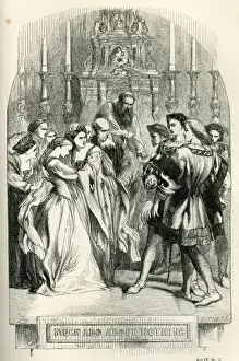Prints of Much Ado About Nothing - title page - the wedding between Hero and Claudio is interrupted. 1862 John Gilbert Prints: Much Ado About Nothing Print - 1862 Title Page