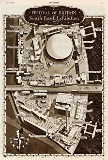 Aerial plan of the Festival of Britain site, London Aerial plan of the Festival of Britain site, London