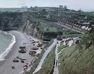 Aerial view of the beach and cliffs at Beer, East Devon Aerial view of the beach and cliffs at Beer, East Devon