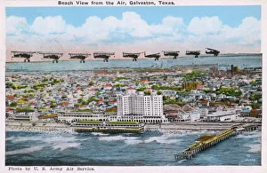 Aerial view of beach, Galveston, Texas, USA Aerial view of beach, Galveston, Texas, USA