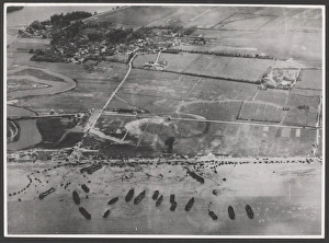 Aerial view of the initial landings, taken from low-flying R Aerial view of the initial landings, taken from low-flying R