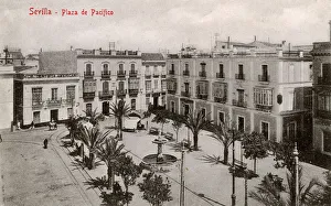 Aerial view of Plaza de Pacifico, Seville, Spain Aerial view of Plaza de Pacifico, Seville, Spain