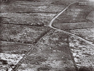 Aerial view, shelled area in Northern France, WW1 Aerial view, shelled area in Northern France, WW1