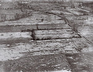 Aerial view, shelling near Bailleul, Northern France, WW1 Aerial view, shelling near Bailleul, Northern France, WW1