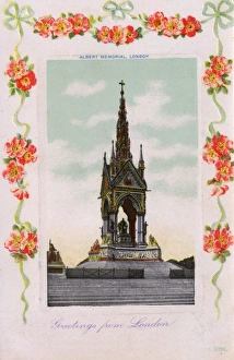 The Albert Memorial, London - with pretty floral border The Albert Memorial, London - with pretty floral border