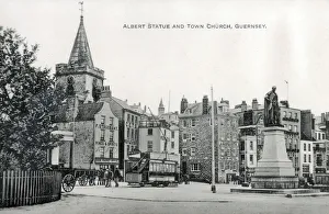 Albert Statue and Town Church, Guernsey, Channel Islands Albert Statue and Town Church, Guernsey, Channel Islands