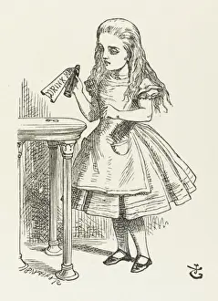 Alice Drink Me Print: Alice Shrinks and Stretches