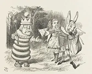 Alice's Adventures Print: White King and Rabbit Messenger