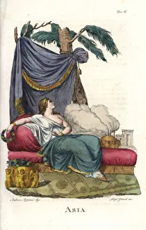 Allegorical depiction of Asia reclining on a bed Allegorical depiction of Asia reclining on a bed