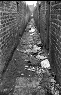 Back alley between slums, Belfast, Northern Ireland Back alley between slums, Belfast, Northern Ireland