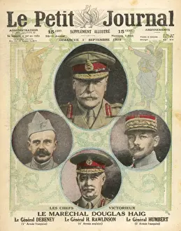 WWI Allied Commanders Print: Field-Marshall Douglas Haig and French Generals