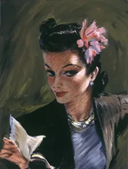 David Wright Pin Up Prints: Alluring letter reader by David Wright