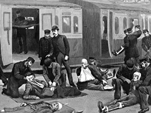 Waterloo Station History Prints: A ambulance training exercise at Waterloo Station