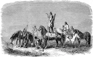 American Indians. Pawnees looking out for the enemy. From a American Indians. Pawnees looking out for the enemy. From a