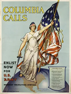 American recruitment poster, Columbia Calls, WW1 American recruitment poster, Columbia Calls, WW1