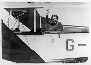 Female Aviator History Prints: Amy Johnson in her Plane