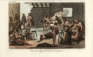 Ancient Germanic warriors at a banquet Ancient Germanic warriors at a banquet