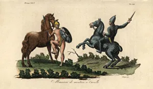 Ancient Greek method of mounting and riding a horse Ancient Greek method of mounting and riding a horse