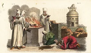 Ancient Persian priests performing ritual sacrifices Ancient Persian priests performing ritual sacrifices