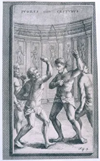 Ancient Roman athletes boxing in leather gloves Ancient Roman athletes boxing in leather gloves