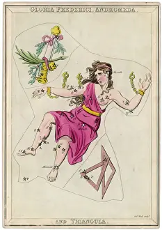 Andromeda Star Map Print featuring a chained and triangular constellation