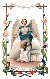 Angel and children on a Christmas card Angel and children on a Christmas card