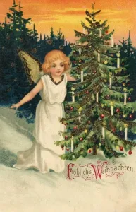 Angels Prints: Angel Admires Decorated Tree Print
