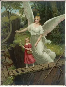 Angels Prints: Guardian Angel Print: A Child Crosses a Bridge