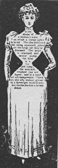 Annotated illustration warning about the dangers of tight laced corsets on the female Annotated illustration warning about the dangers of tight laced corsets on the female