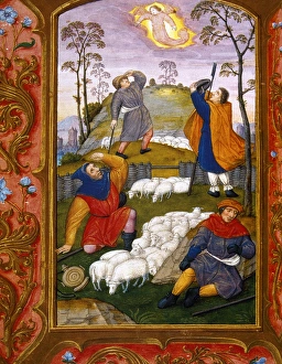 Annunciation to the shepherds. Book of hours Tour et Taxis Annunciation to the shepherds. Book of hours Tour et Taxis