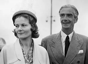 Prints of Sir Robert Anthony Eden, 1st Earl of Avon (1897-1977). British politician wife Mrs. Eden arriving at London airport on their way back from Boston in the USA Anthony Eden Prints: Anthony Eden and Mrs. Eden at London Airport Print, 1953