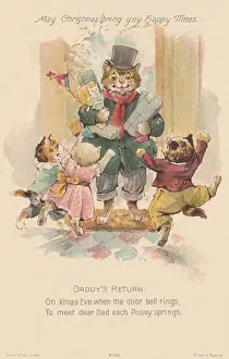 Early 20th Century Christmas Print: Dad Returns Home