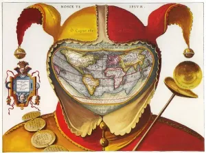 16th Century Jester's Cap Map of the World Print 1590