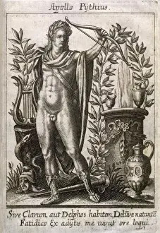 Apollo Pythias Print: Engraving of the Greek god Apollo