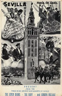 April Festival with Giralda belltower, Seville, Spain April Festival with Giralda belltower, Seville, Spain