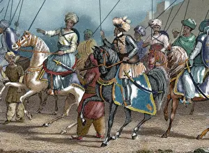 Nineteenth-century Arab Army Colored Engraving Print