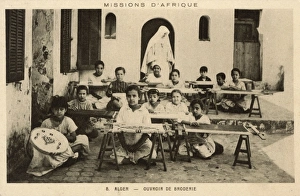 Arab children in an embroidery school, Algiers, Algeria Arab children in an embroidery school, Algiers, Algeria