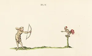 Archery practice with the bow, 14th century Archery practice with the bow, 14th century