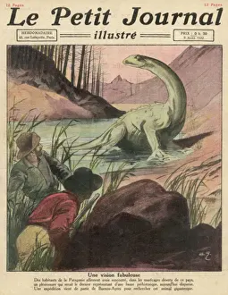 Prints of Argentina countryfolk report sighting of a plesiosaur-like creature : an expedition is planned in Buenos Aires.. but the creature is not found Argentina Prints: Argentina Print: Plesiosaur Sighting Report