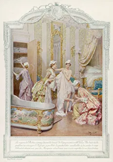 Aristocratic French lady bathing and dressing Aristocratic French lady bathing and dressing