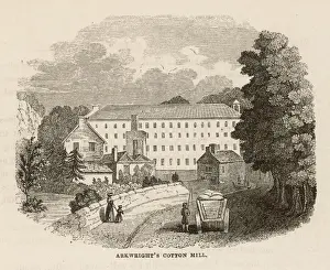 Prints of An exterior view of Arkwrights Cotton Mill, Cromford, Derby Derbyshire Prints: Arkwright's Cotton Mill Print: Cromford Exterior View