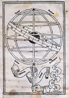 Spain Prints: Astronomicon Armillary Sphere Print, 1485 Venice Edition