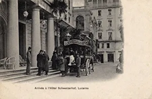Arrival by private coach at the Hotel Schweizerhof, Luzern Arrival by private coach at the Hotel Schweizerhof, Luzern
