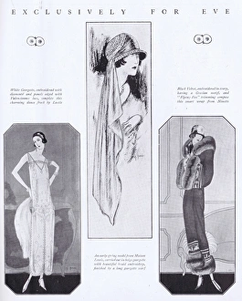 Three art deco fashion sketches by G. Peres Three art deco fashion sketches by G. Peres