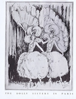 Art deco sketch by G. Peres of the Dolly Sisters in Paris, 1 Art deco sketch by G. Peres of the Dolly Sisters in Paris, 1
