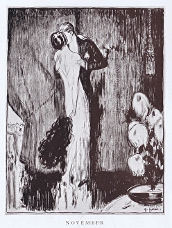 Art deco sketch by G. Peres titled November Art deco sketch by G. Peres titled November