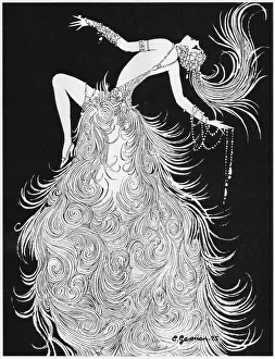 Art deco sketch by Gesmar of showgirl, 1926 Art deco sketch by Gesmar of showgirl, 1926