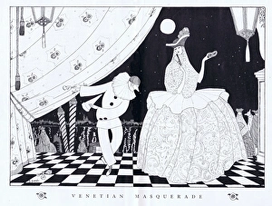 An art deco sketch by Peres called Venetian Masquerade, 1923 An art deco sketch by Peres called Venetian Masquerade, 1923