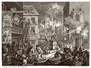 William Hogarth Prints: Print of Hogarth's Satirical Scene Depicting Pitt and Temple Rivalry